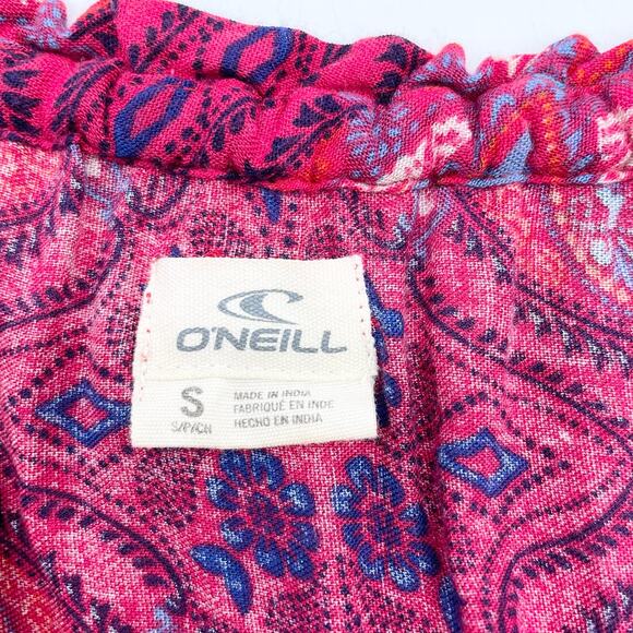 O'Neill Womens S Nashville Red Print Off Shoulder Romper Boho Red Pink Summer - Picture 8 of 11
